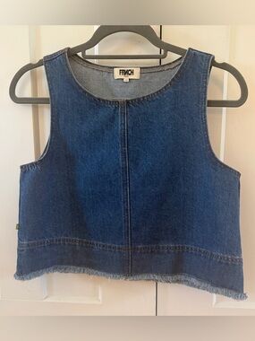 Frnch Denim Crop Tank Top - Dark Blue